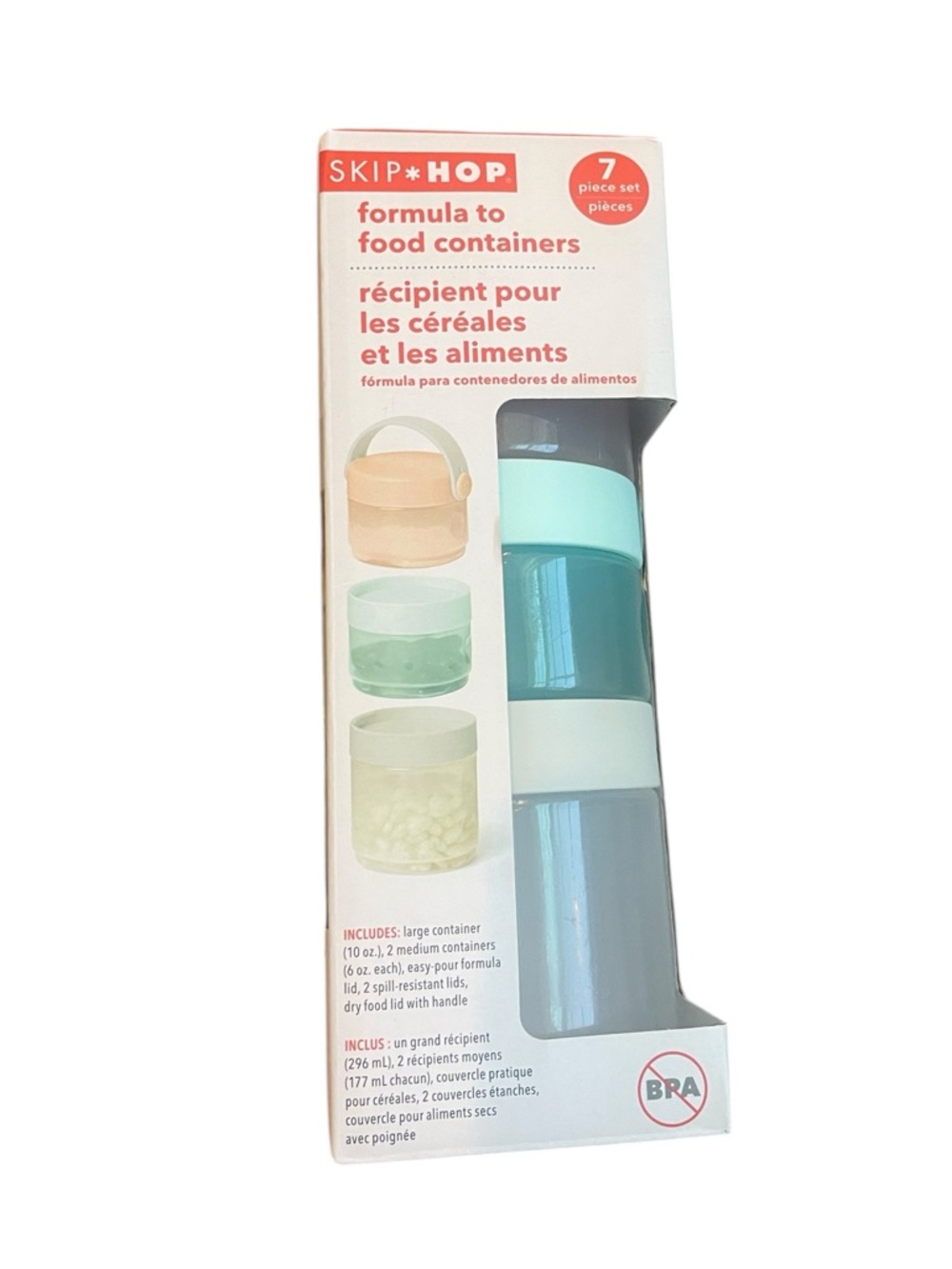 Skip Hop Stacking Food Containers in Mint, Teal, White and Light Blue